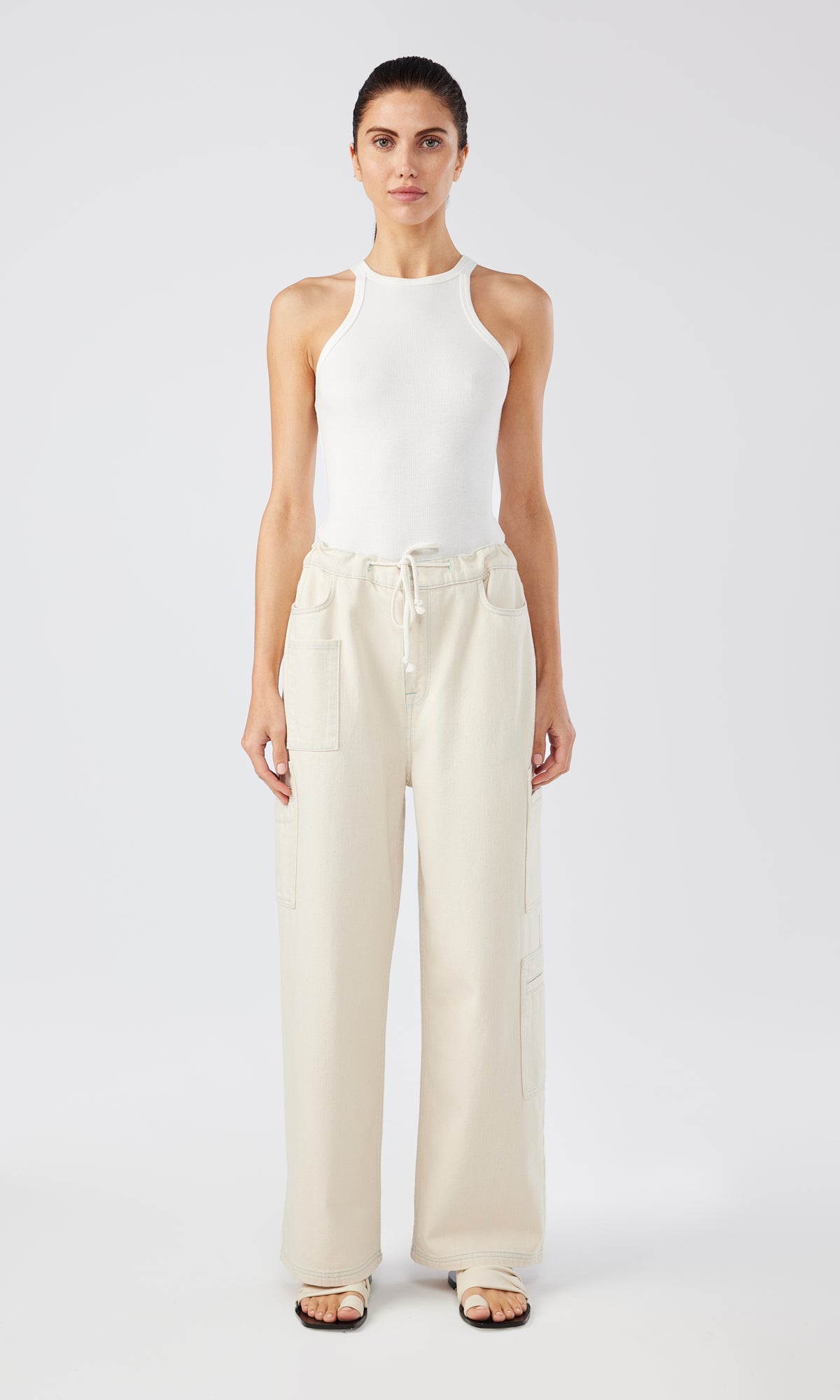 Ms. Madge Drawstring Cargo Jean - Off White