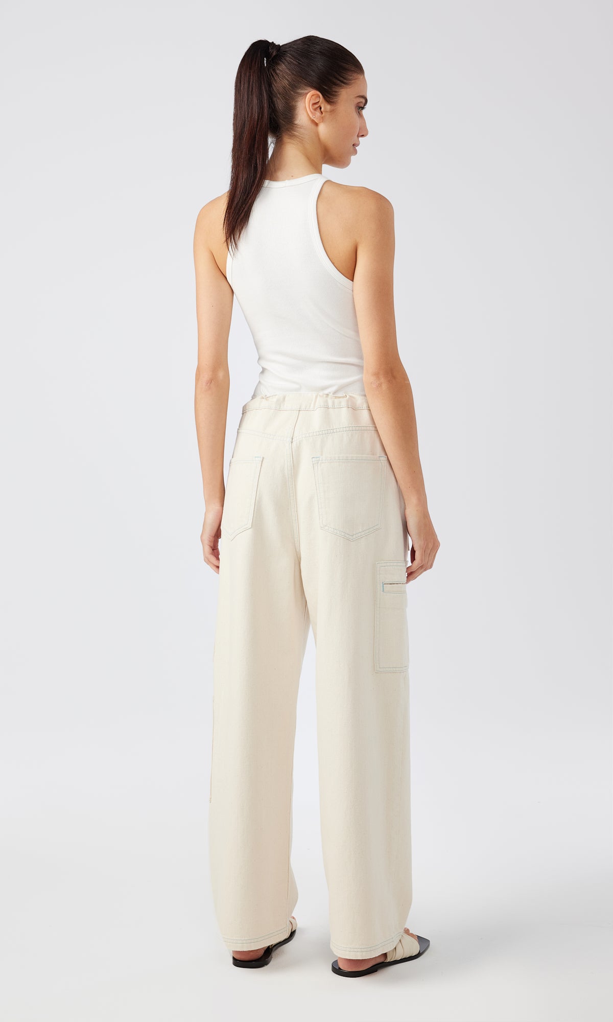 Ms. Madge Drawstring Cargo Jean - Off White