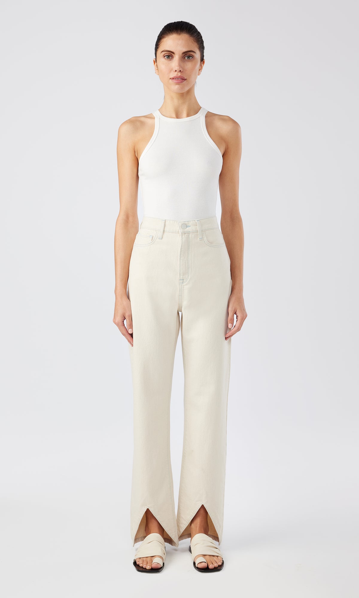 Ms. Hart Petal Hem High Rise Straight Leg Jean - Off White