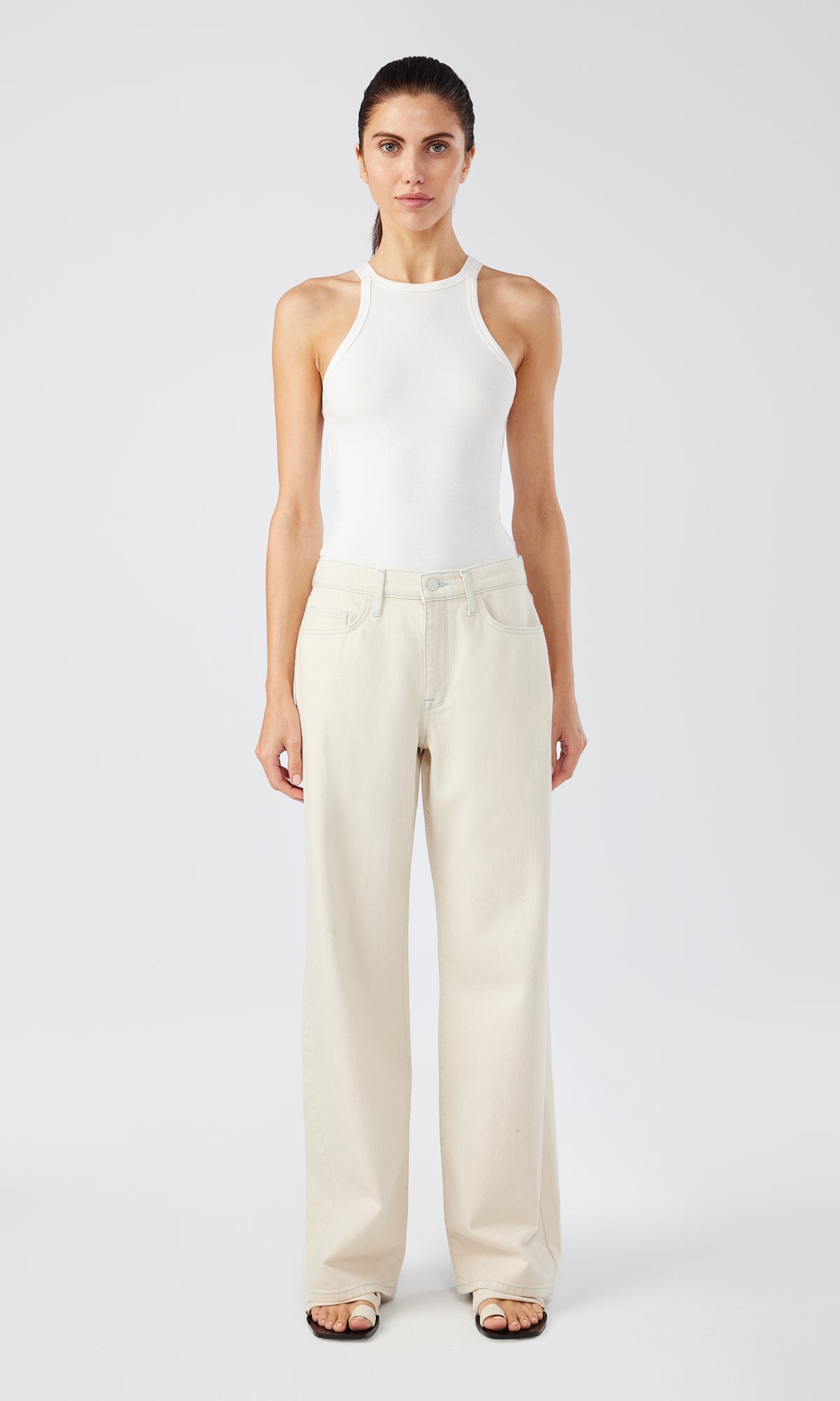 Ms. Sparrow Mid Rise Baggy Jean - Off White
