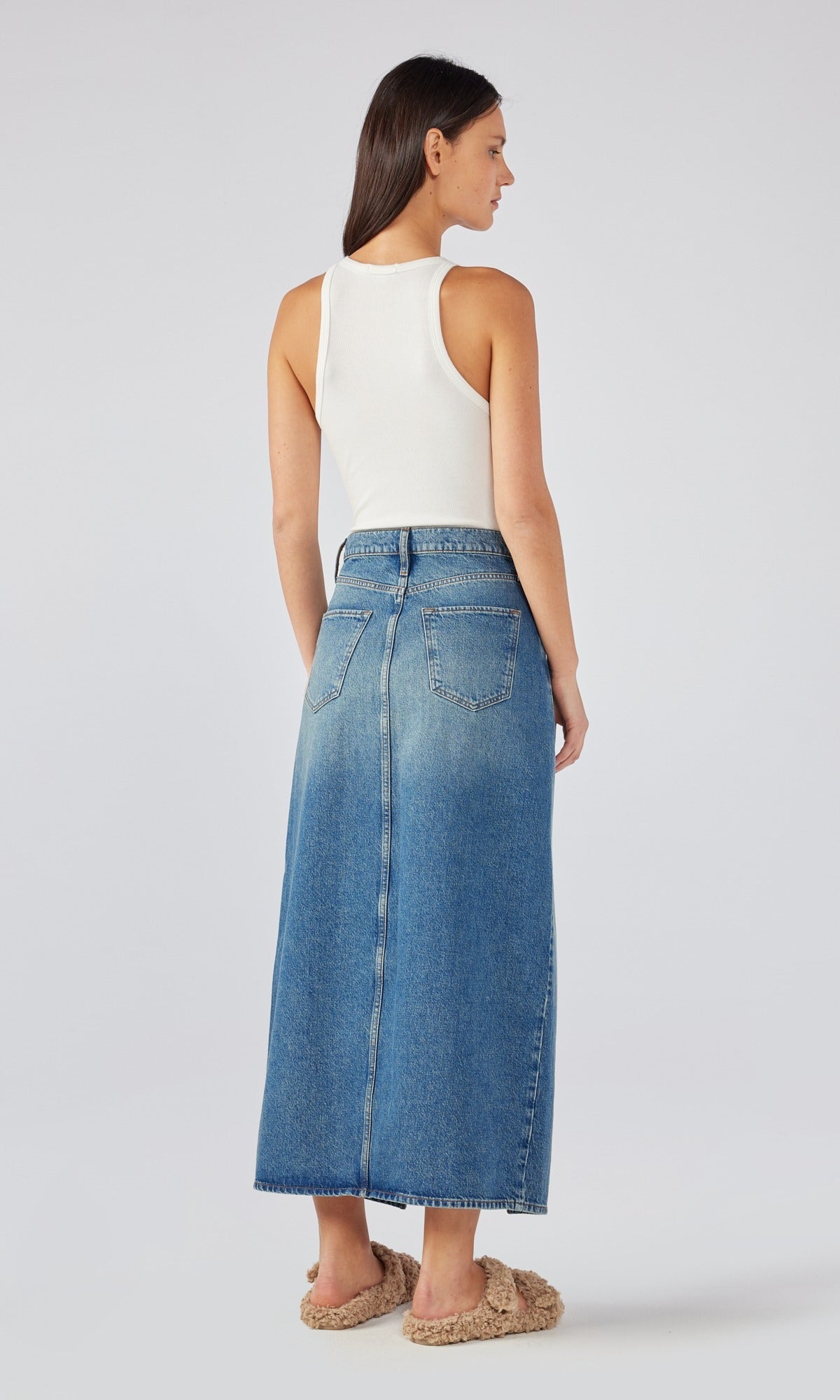 Ms. Westwood High-Rise Slit Denim Skirt - Classic Indigo