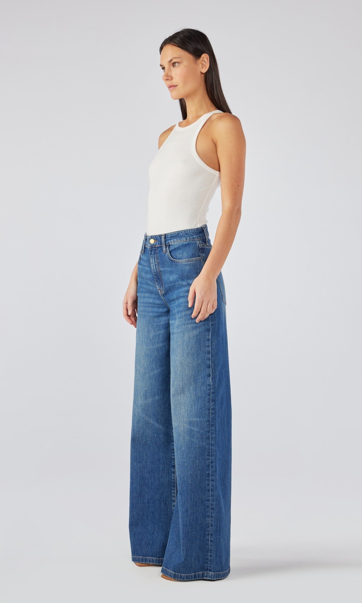 Ms. Fonda High Rise Wide Leg - Medium Indigo