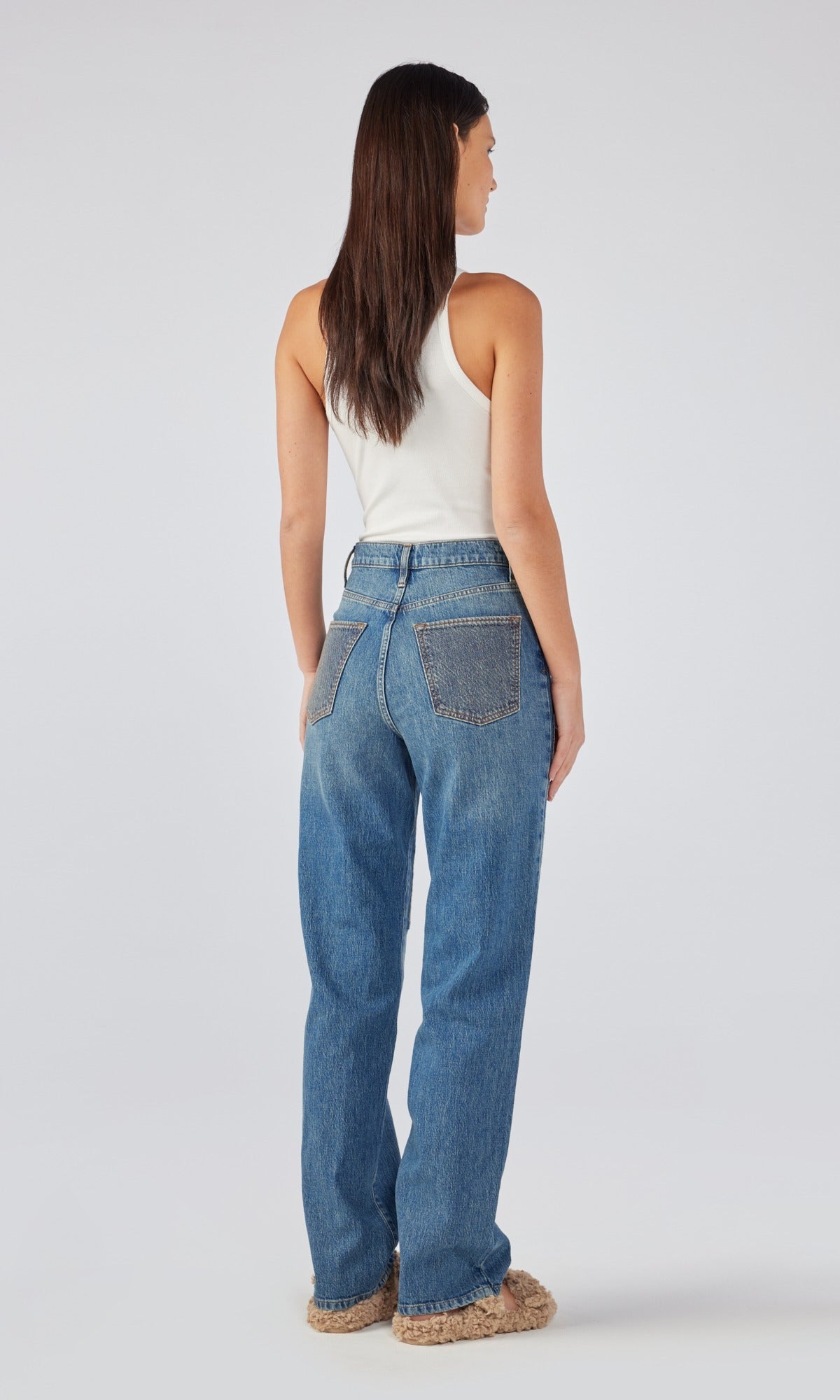Ms. Triarchy High Rise Straight Leg Jean - Classic Indigo Embroidery