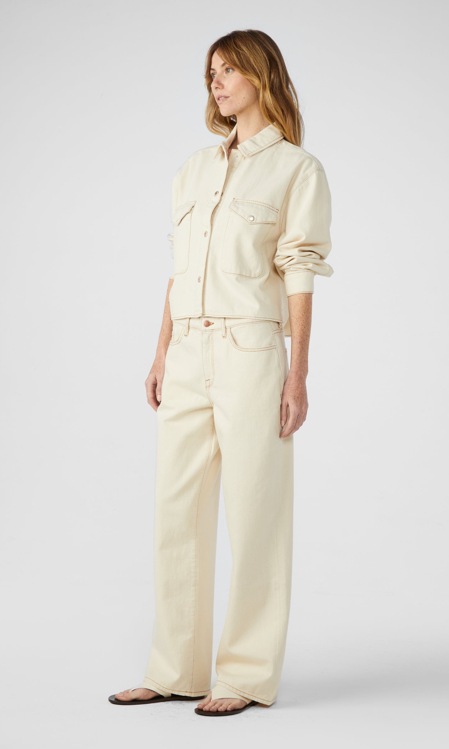 Ms. Sparrow Mid-Rise Baggy Jean - Off White