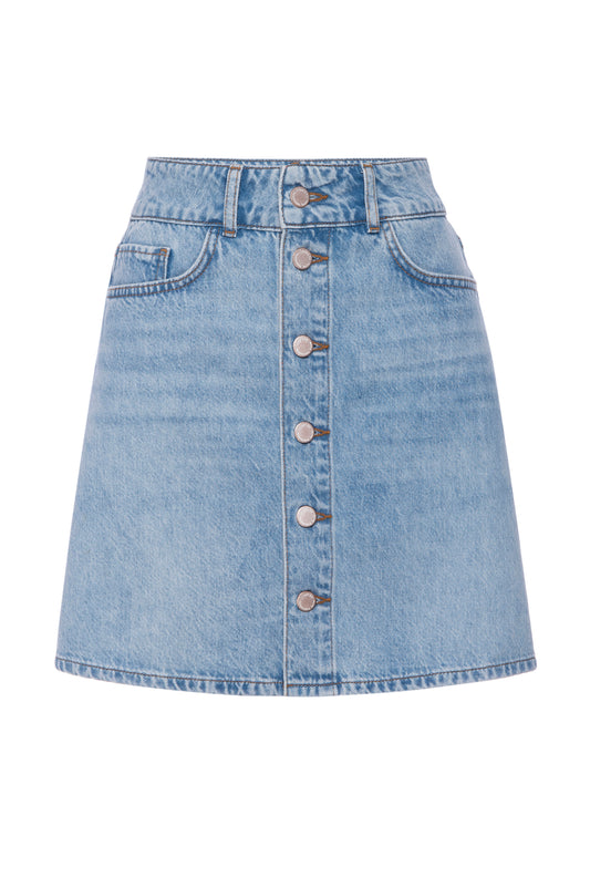 Ms. Louisiana Mid-Thigh Button-up Skirt - Spring Indigo