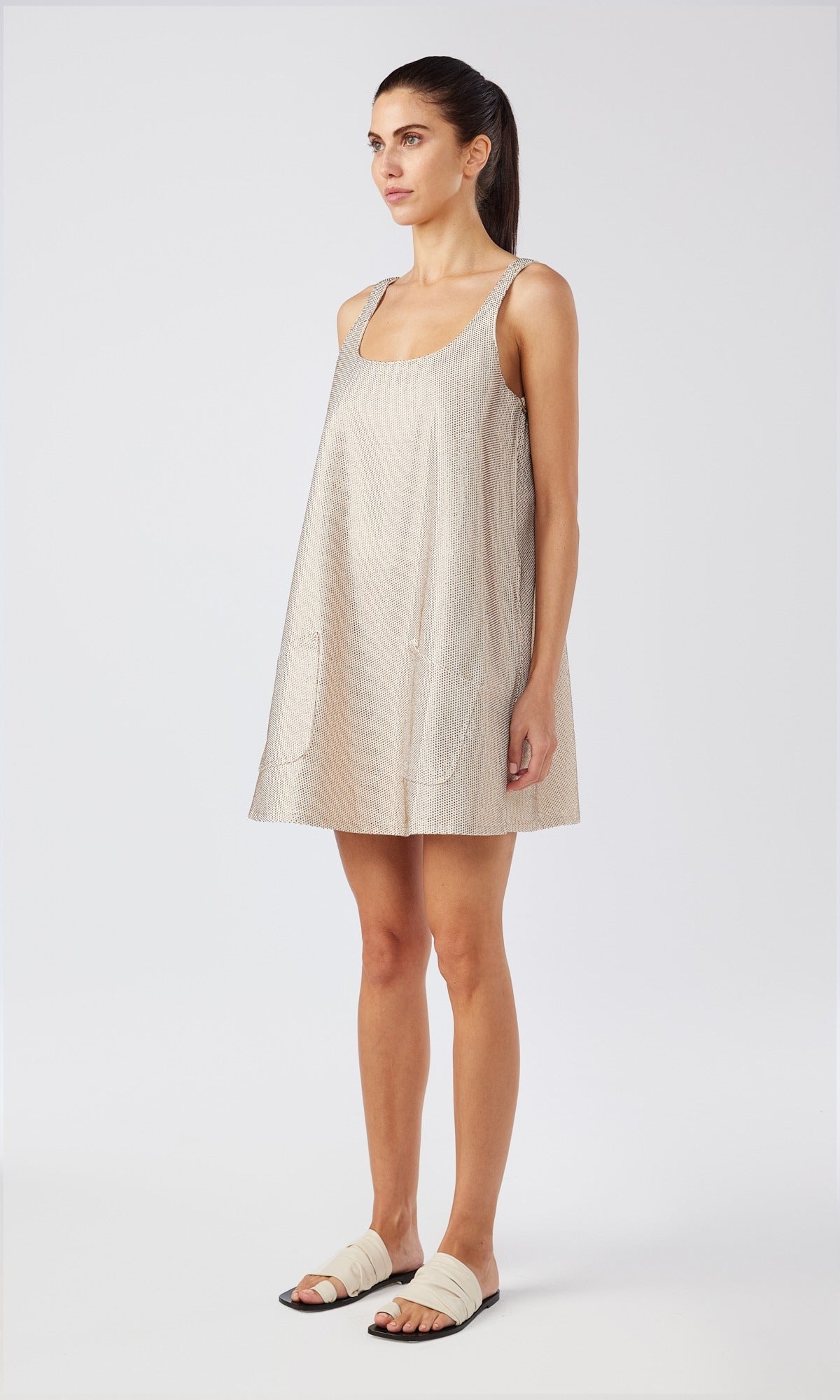 Ms. Perri A-Line Dress Off White Crystals