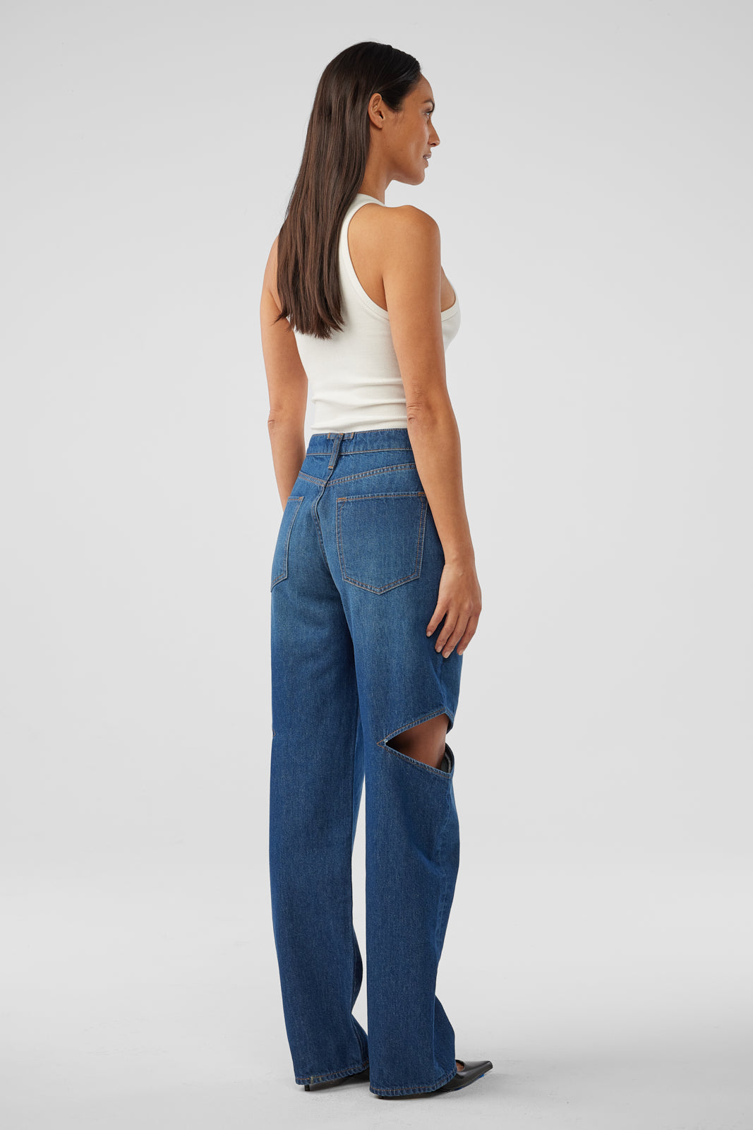Aubrey Mid-rise Cut-out Straight Leg - Pavona Dark Indigo