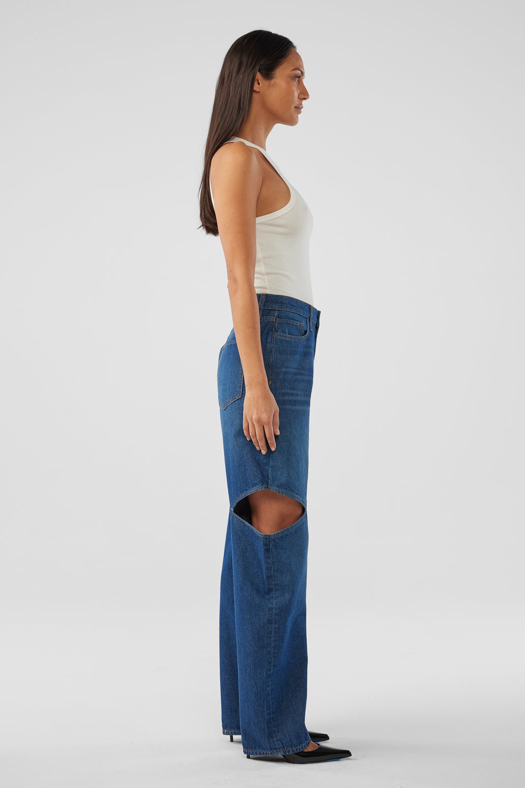 Aubrey Mid-rise Cut-out Straight Leg - Pavona Dark Indigo