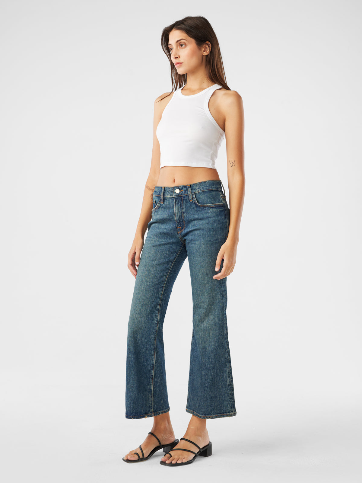 Margaret Mid-Rise Crop Flare - Malibu Vintage Indigo