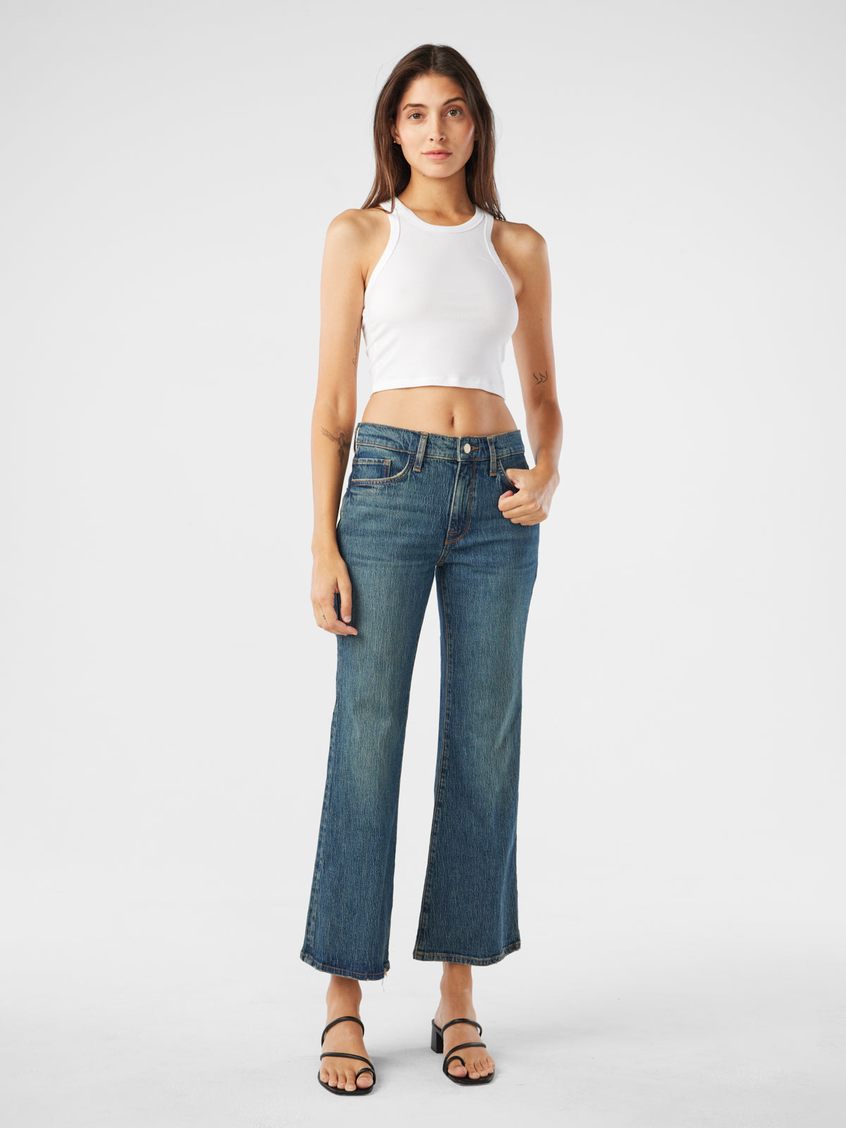 Margaret Mid-Rise Crop Flare - Malibu Vintage Indigo