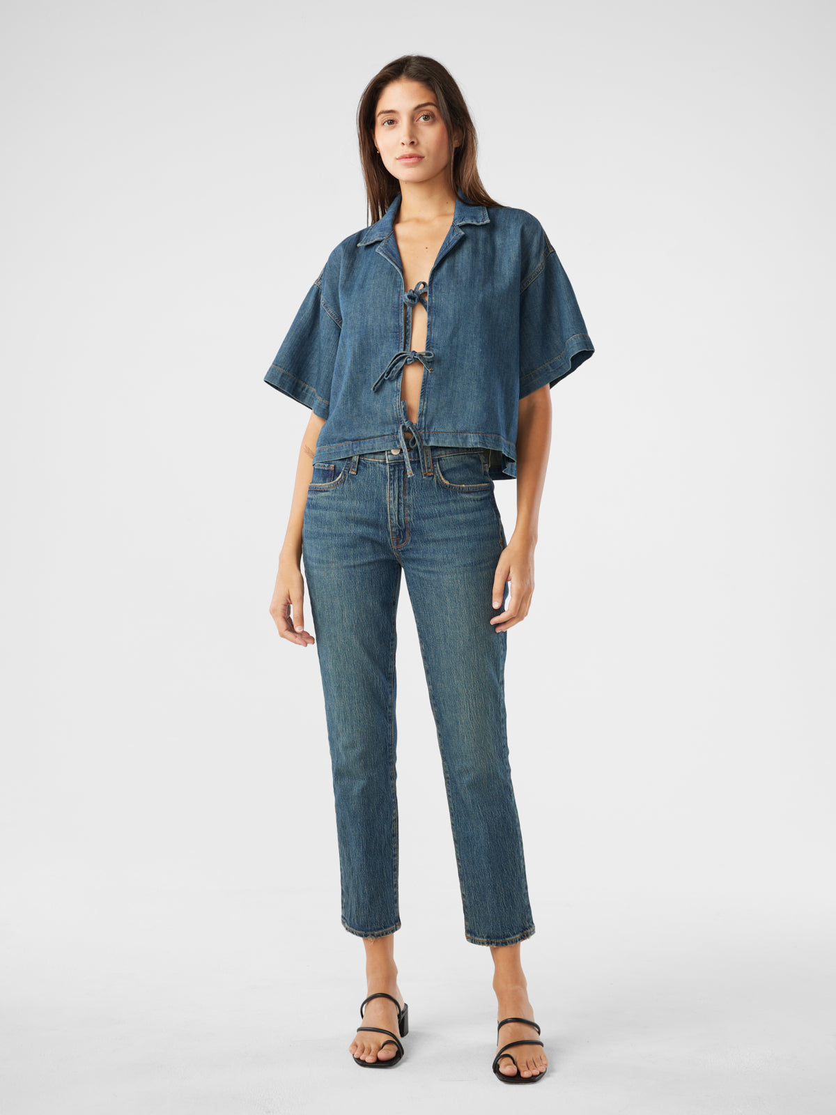 Lottie Cropped Boxy Tie-Shirt