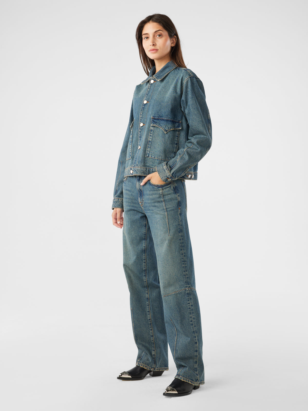 Lillian Western Jacket - Malibu Vintage Indigo
