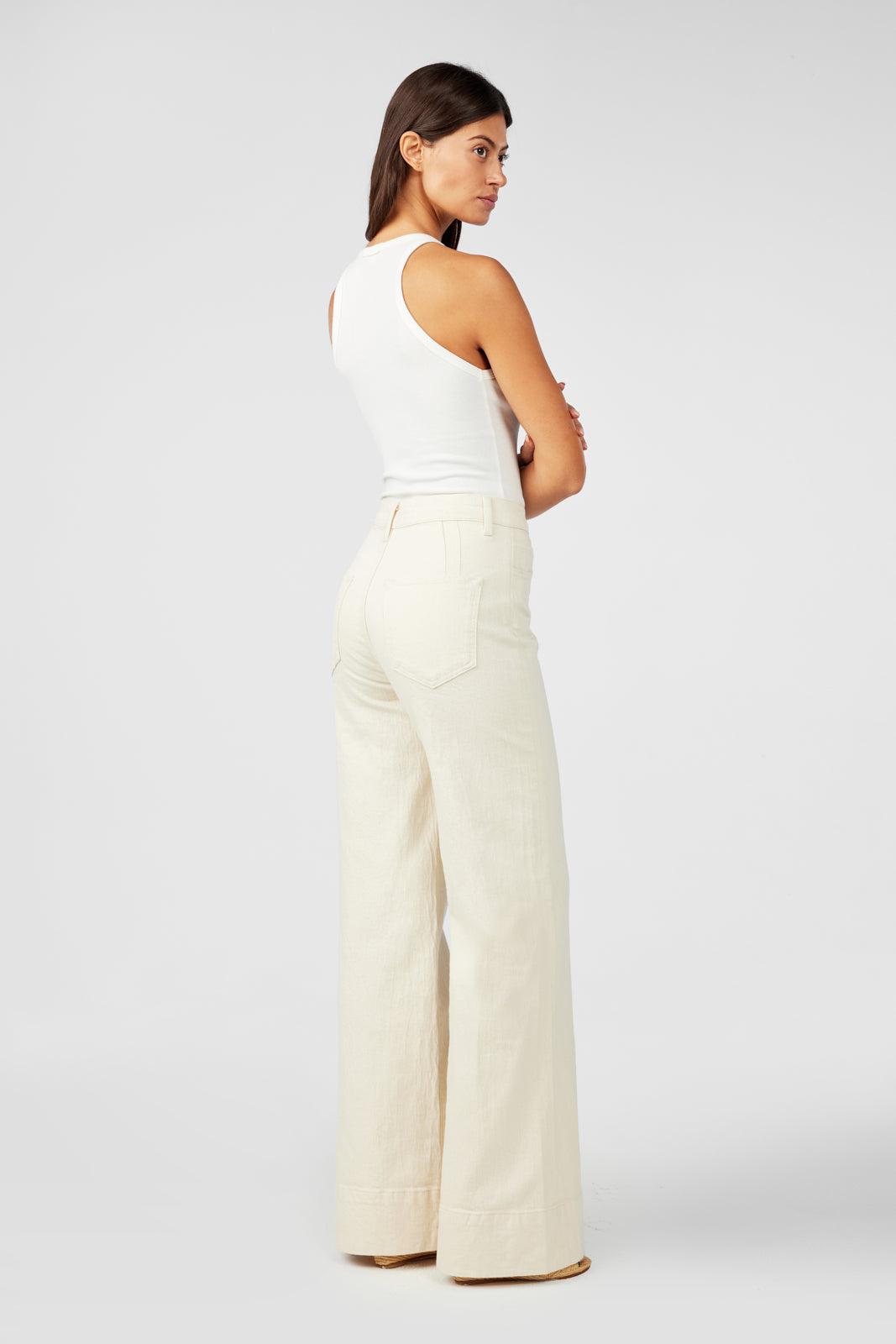 Onassis V-High Rise Wide Leg - Off White