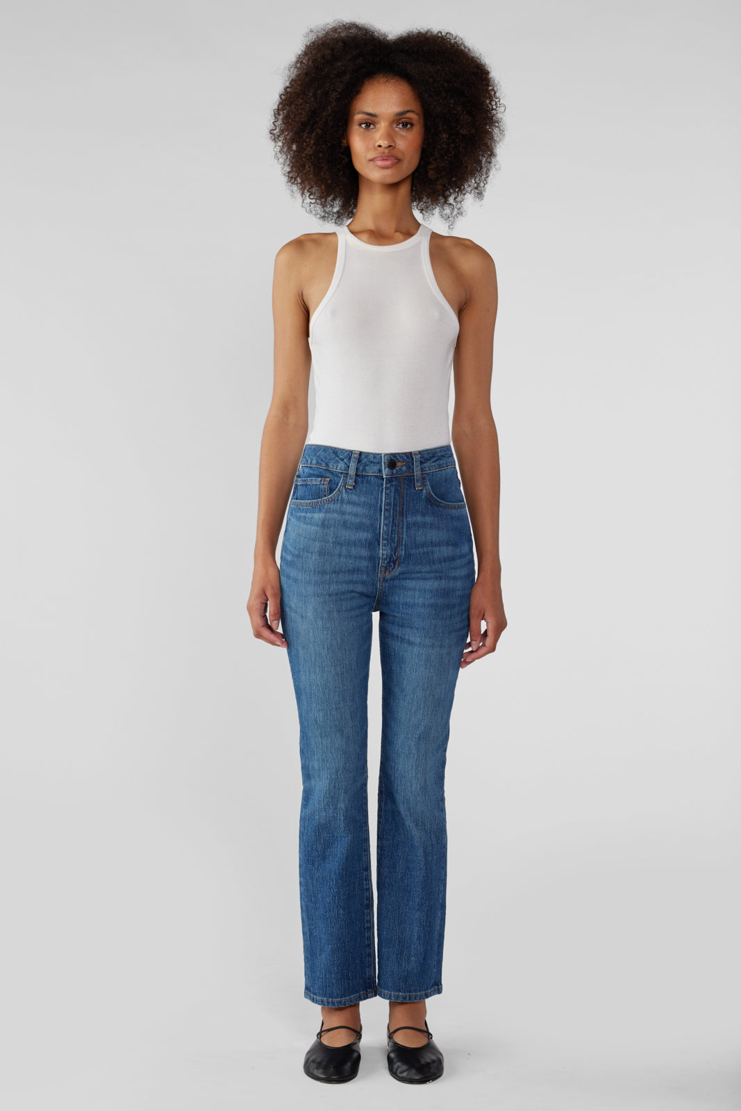 Hawn High Rise Cropped Loose Skinny - Medium Indigo