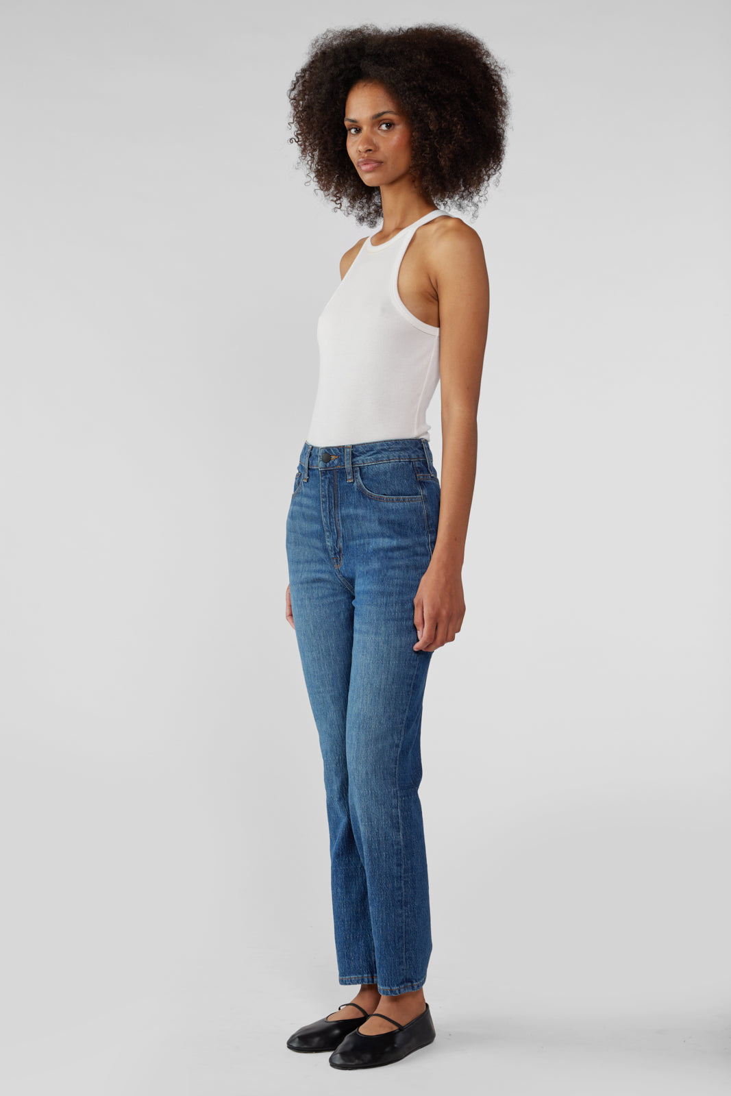 Hawn High Rise Cropped Loose Skinny - Medium Indigo
