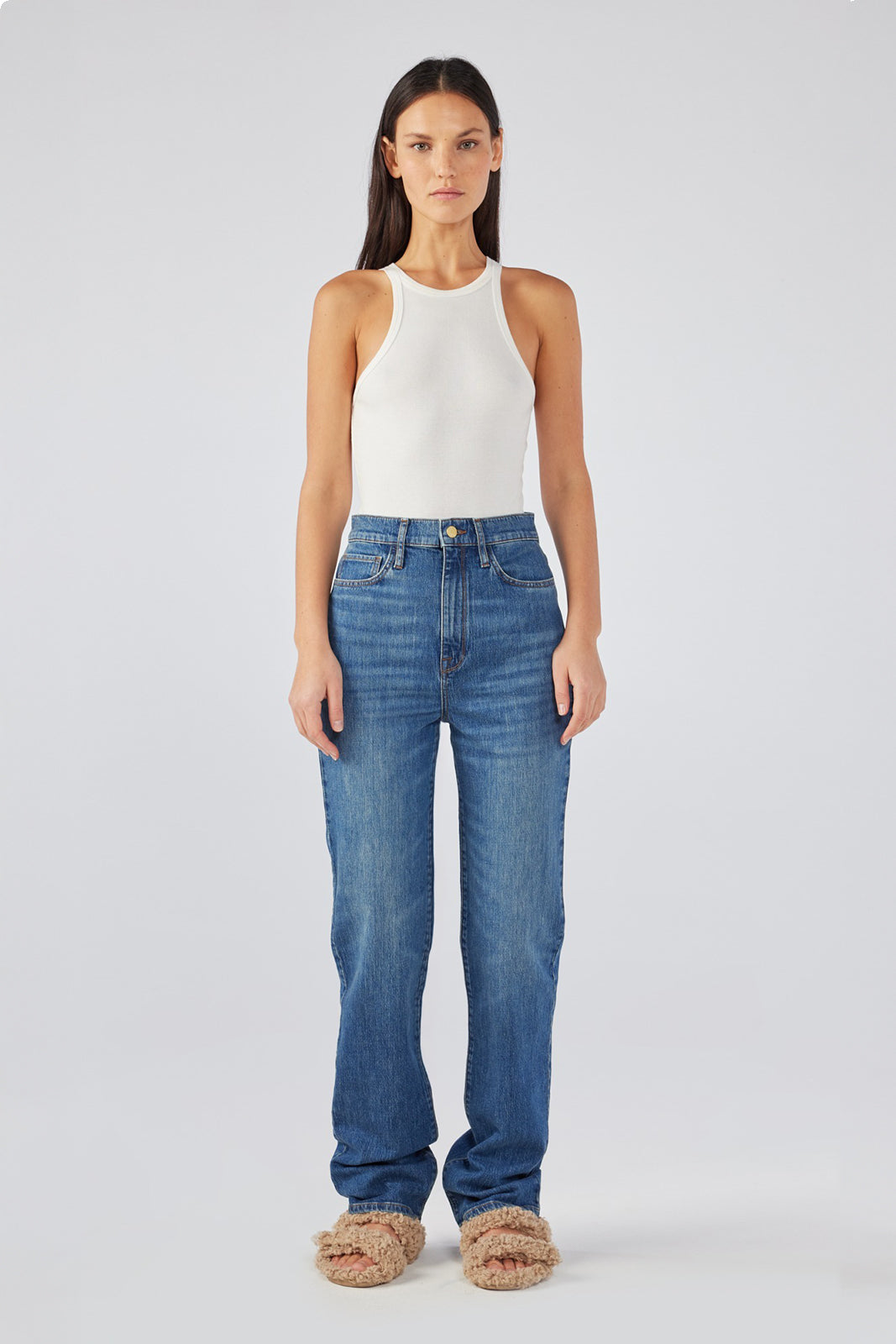 Triarchy V-High Rise Straight Leg - Medium Indigo