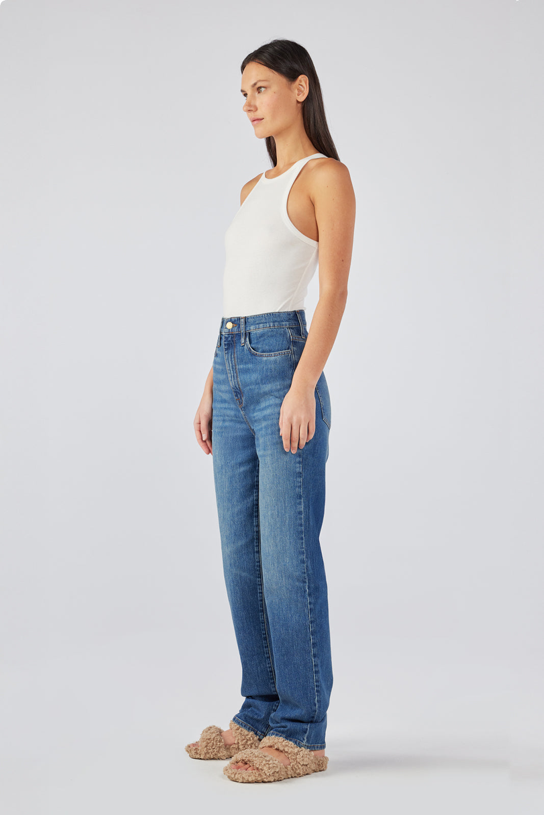 Triarchy V-High Rise Straight Leg - Medium Indigo