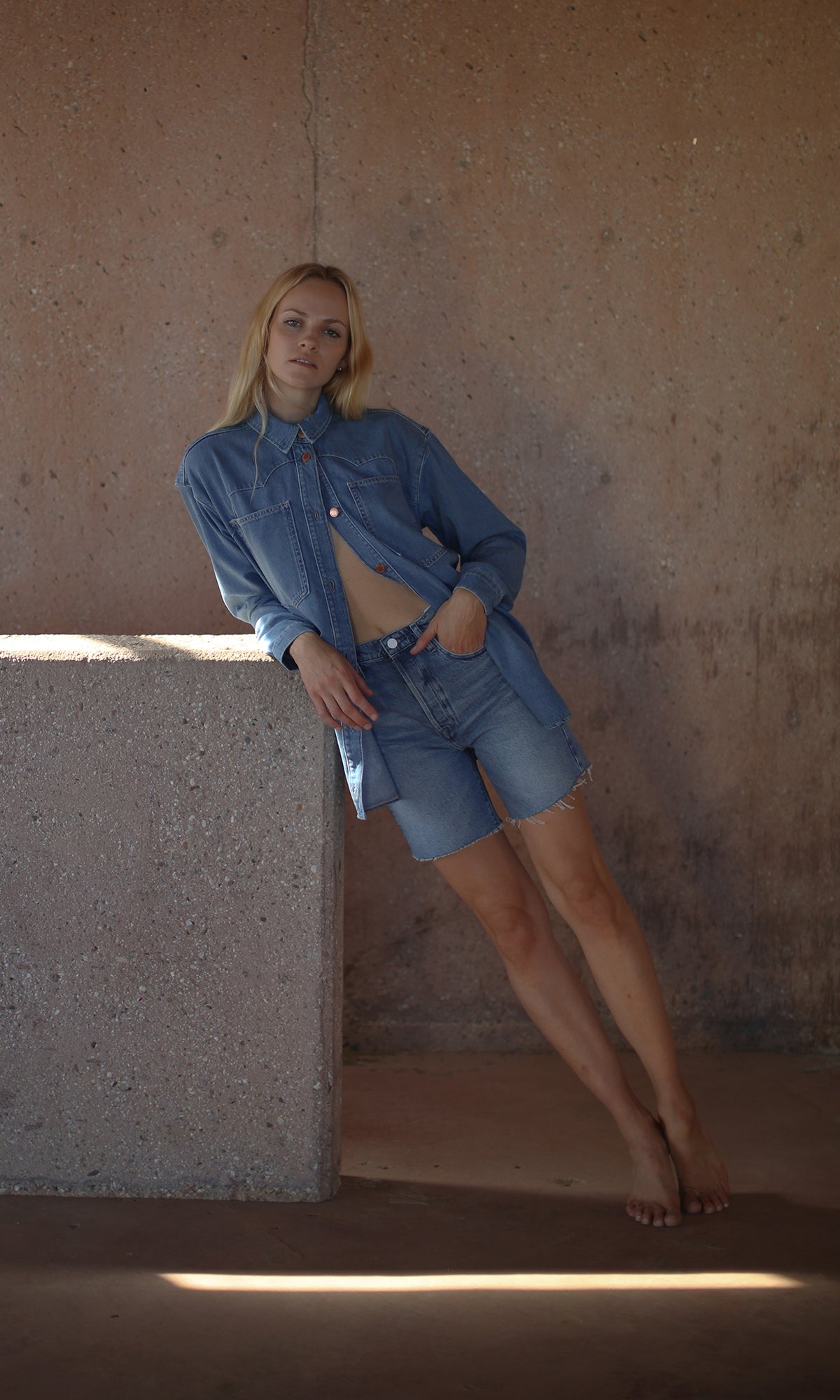 Ms. Ciela Cloud Stitch Denim Shirt - Loved Indigo