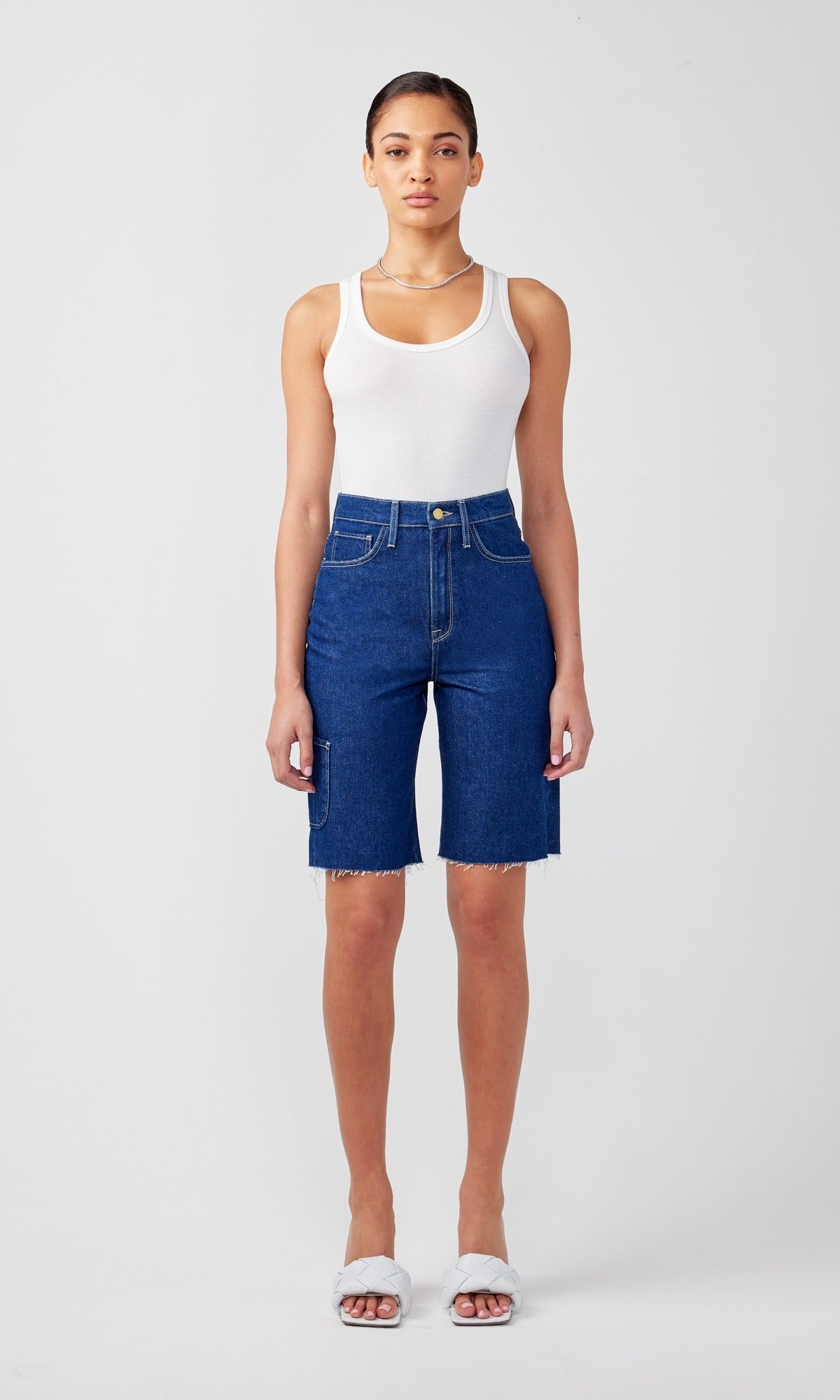 Ms. Cali Cut-Off Cargo Short Dark Indigo