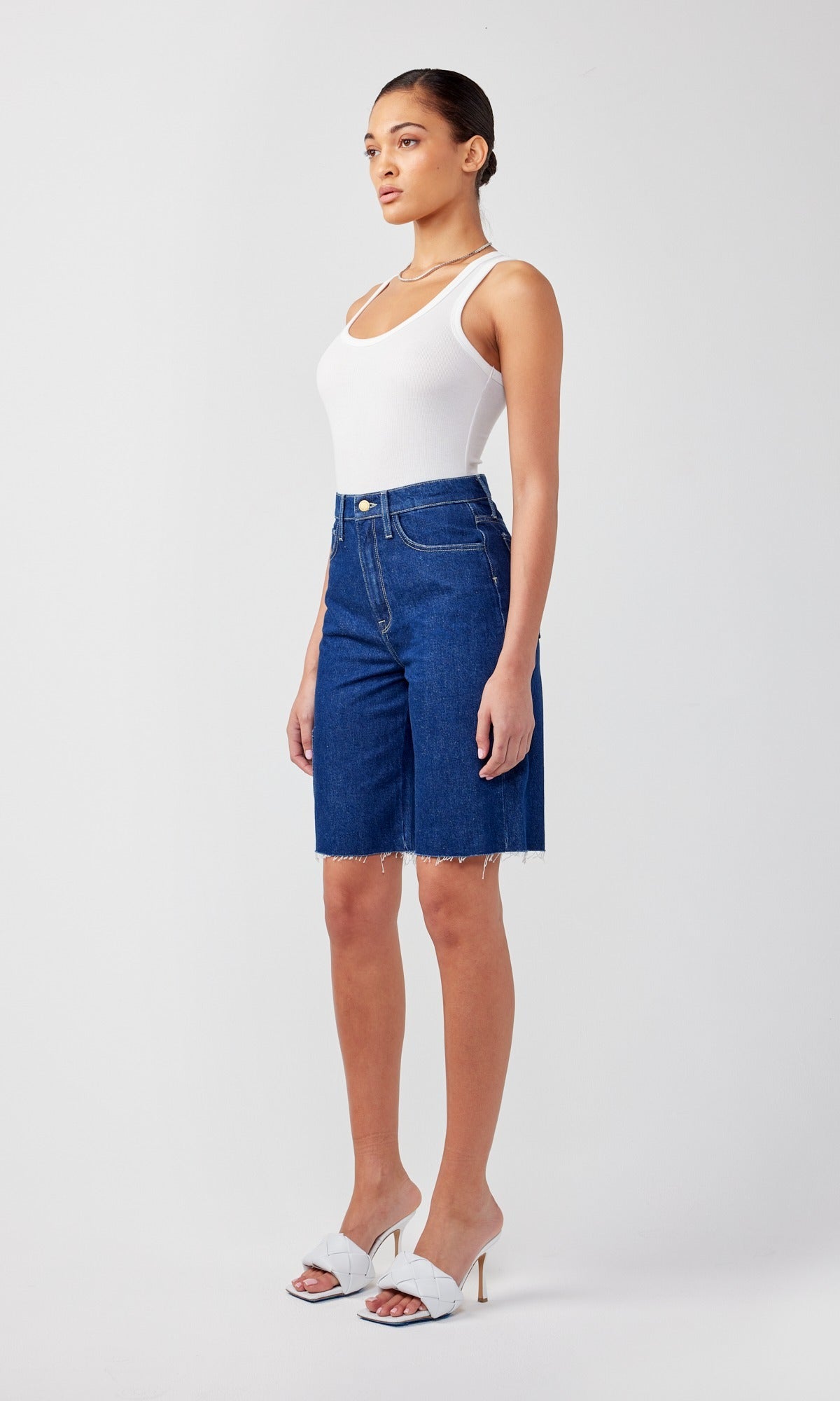 Ms. Cali Cut-Off Cargo Short Dark Indigo