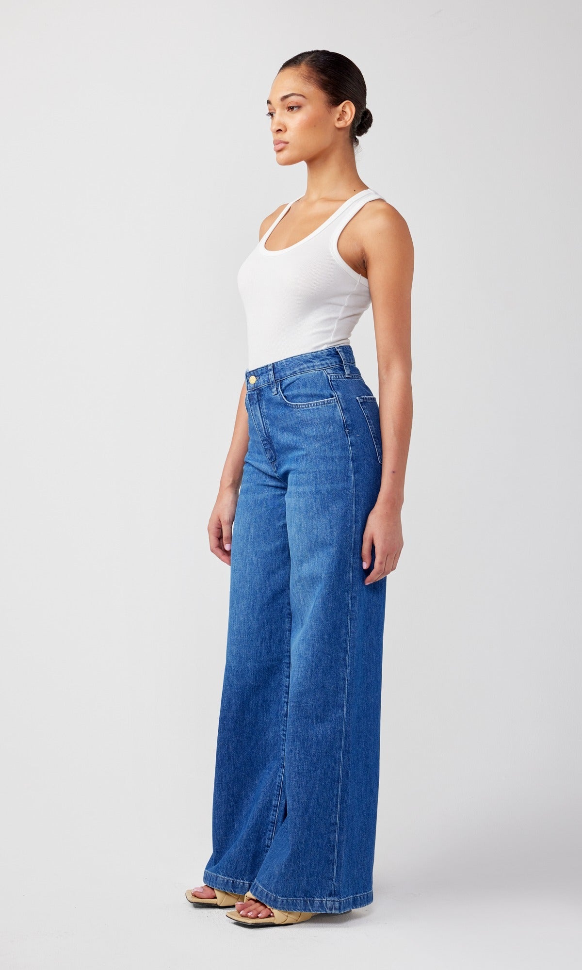 Ms. Fonda High Rise Wide Leg Medium Indigo