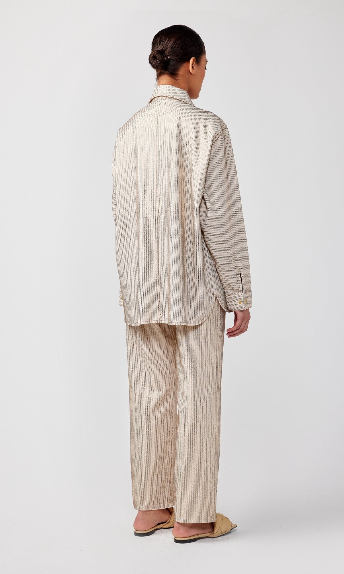 Ms. Cali Oversized Jacket Off White Crystals