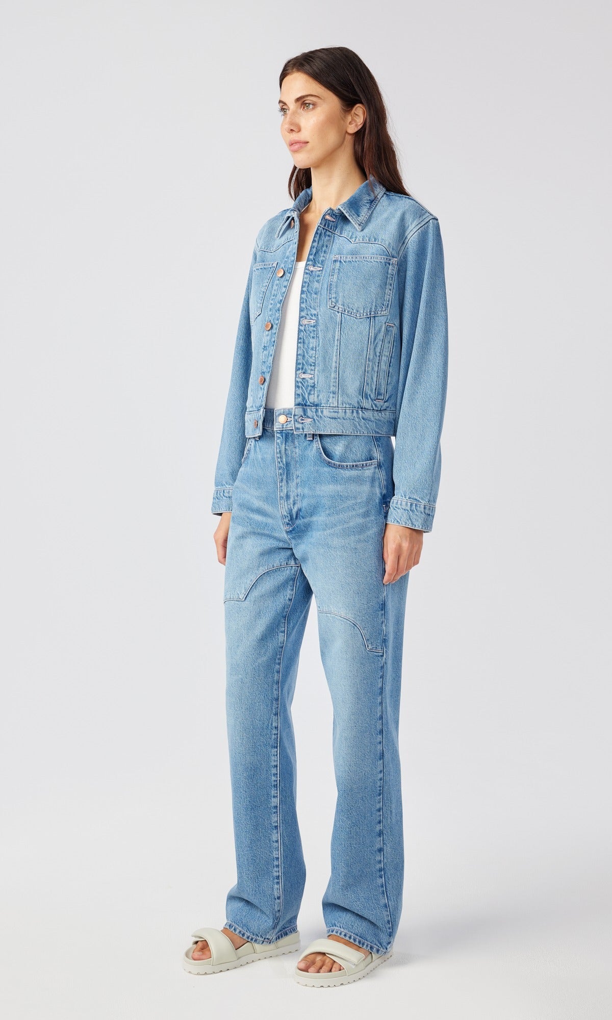 Ms. Ciela Cloud Stitch Trucker Jacket - Loved Indigo