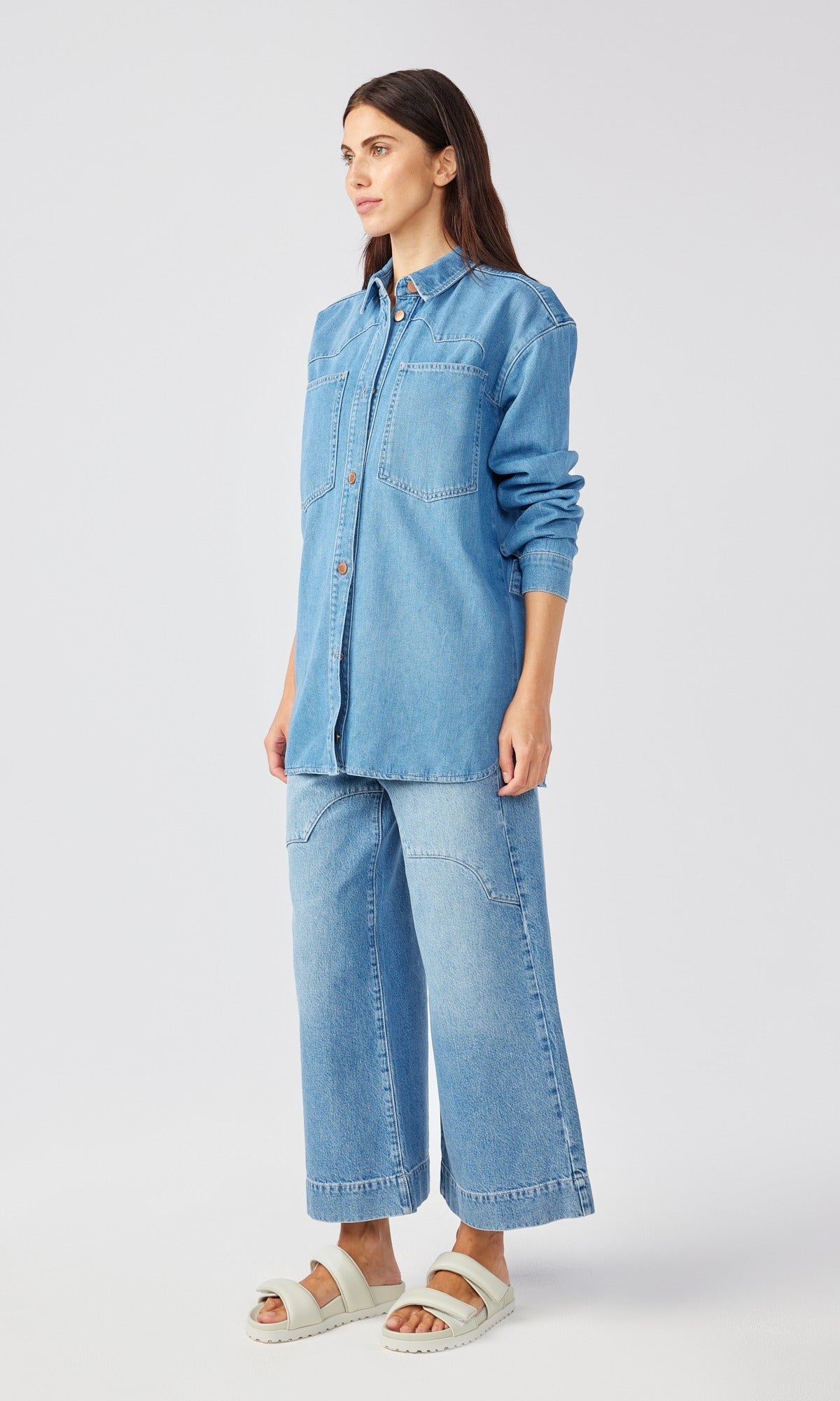 Ms. Ciela Cloud Stitch Denim Shirt - Loved Indigo