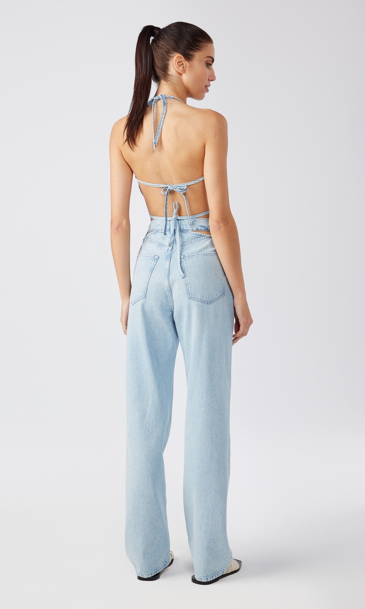 Ms. Stone Cut-Out High Rise Straight Leg Jean - Summer Light Indigo