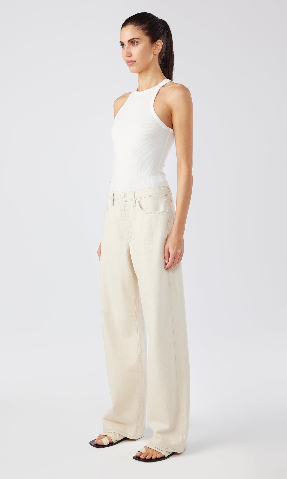 Ms. Sparrow Mid Rise Baggy Jean - Off White