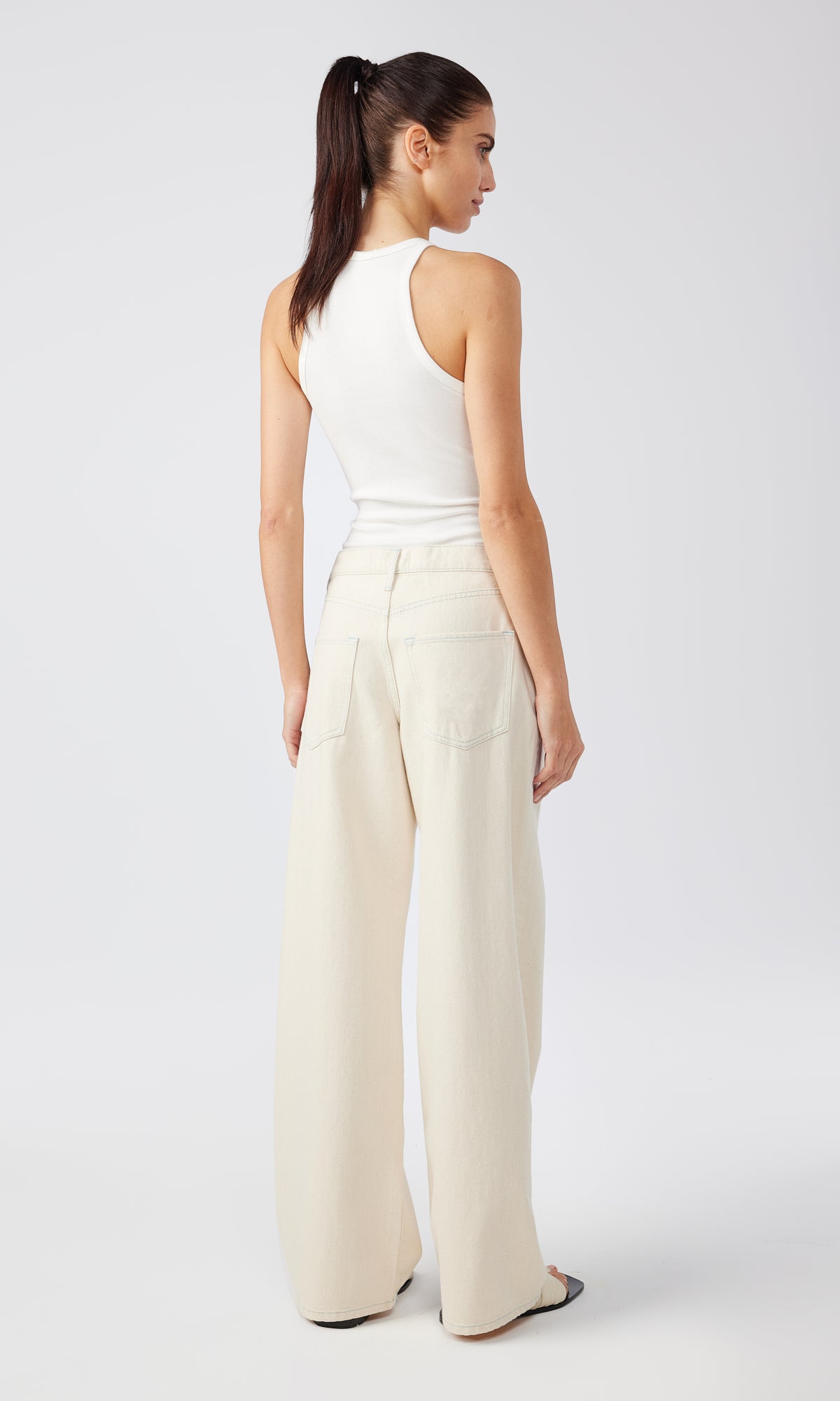 Ms. Sparrow Mid Rise Baggy Jean - Off White
