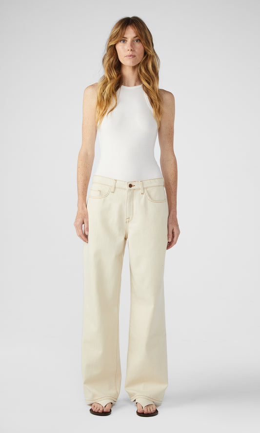Ms. Sparrow Mid-Rise Baggy Jean - Off White
