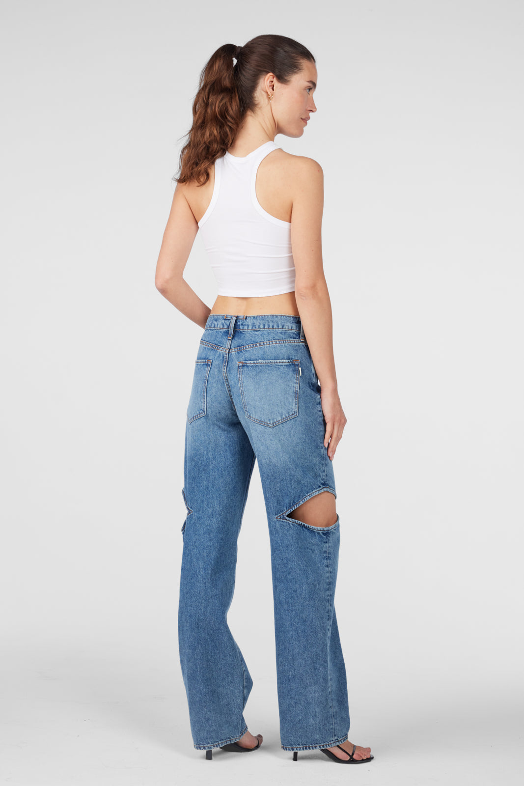 Aubrey Mid-rise Cut-out Straight Leg - Topanga Vintage Indigo