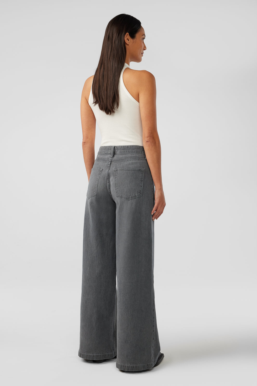 Fonda High Rise Wide Leg - Tempesta Grey