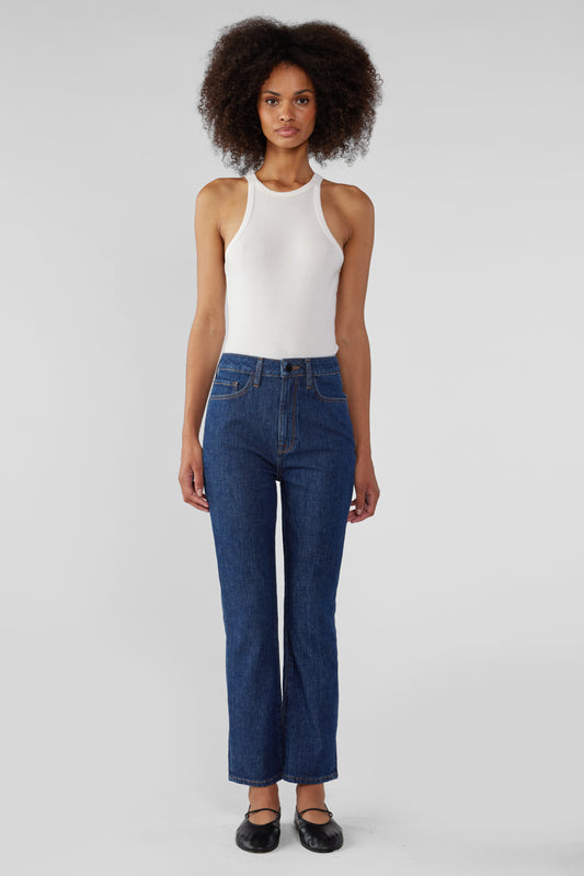 Ms. Hawn High Rise Cropped Loose Skinny - Dark Indigo