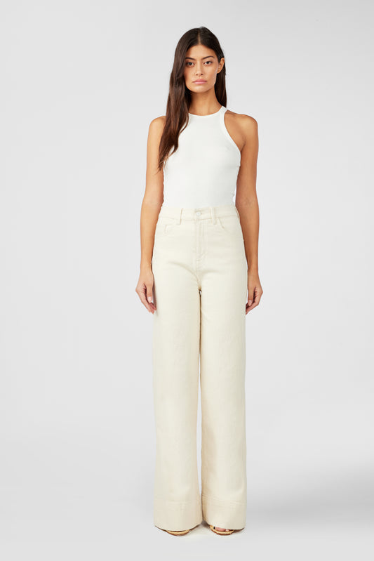 Ms. Onassis V-High Rise Wide Leg - Off White