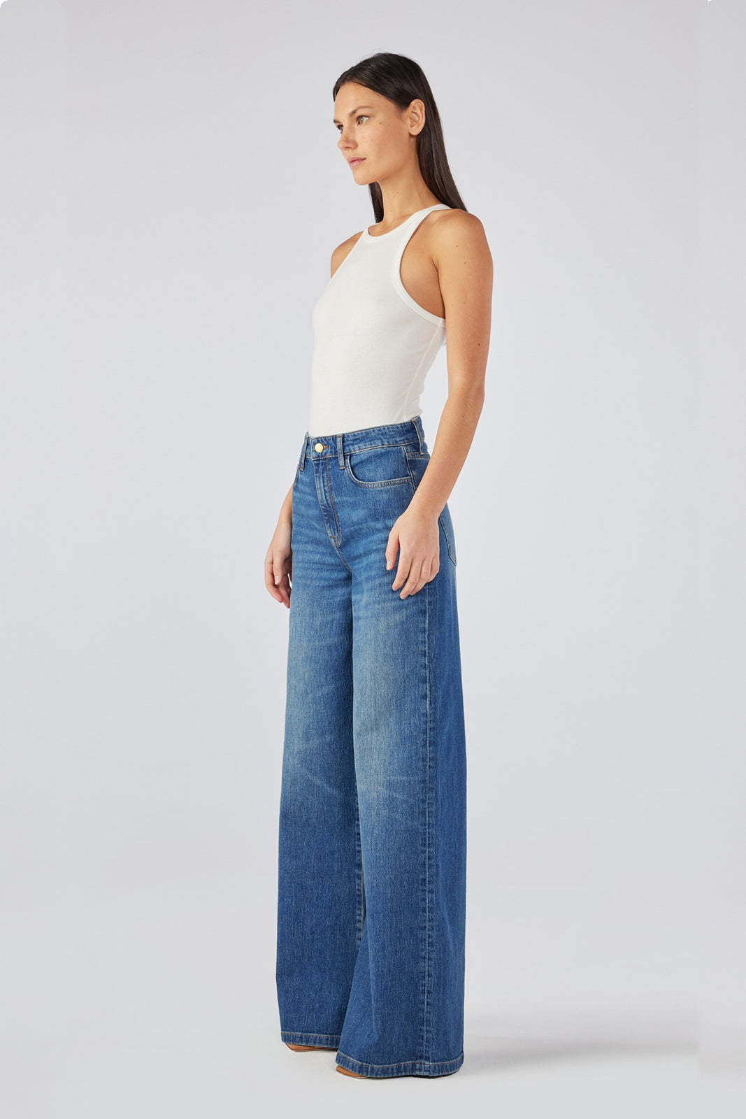 Ms. Fonda High Rise Wide Leg - Medium Indigo