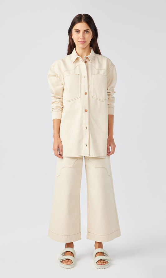 Ms. Ciela Cloud Stitch Denim Shirt - Off White